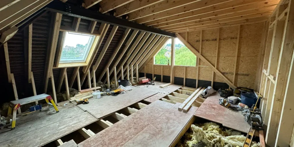 On-going project for a loft conversion in nottingham by Top Mark Conversions.